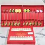 طقم ملاعق حلويات ذهبي بتصميم فواكه كرتوني – Gift Set