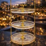 ستاند تقديم وحلويات مودرن 3 أدوار بتصميم الغزال الذهبي.