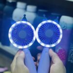 مروحة محمولة صغيرة بإضاءة LED دائرية