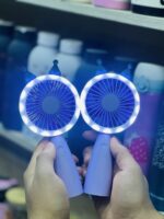 مروحة محمولة صغيرة بإضاءة LED دائرية