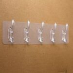 شريط علاقات حائط لاصق شفاف متعدد الخطافات (Transparent Self-Adhesive Wall Hook Strip / Row Hooks).
