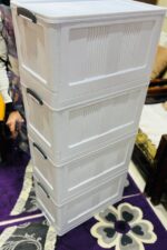 ⁦دولاب تخزين بلاستيك 4 أدوار بأبواب شفافة⁩ - الصورة ⁦2⁩