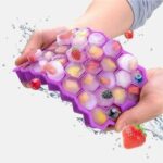 قالب مكعبات ثلج سيليكون سداسي بغطاء