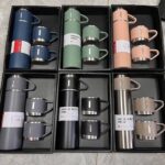 طقم ترمس حراري 500 مل مع 2 كوب ستانلس ستيل
