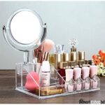 منظم مستحضرات التجميل الأكريليك مع مرآة دوارة