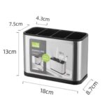 حامل أدوات المائدة والملاعق المصنوع من الستانلس ستيل مقسم إلى 4 خانات (Stainless Steel Cutlery Holder / Kitchen Caddy).