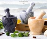 هاون ومَدق من الحجر الطبيعي أو الرخام (Marble / Stone Mortar and Pestle Set).
