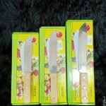 مجموعة سكاكين مطبخ بمقابض خشبية (Stainless Steel Kitchen Knife Sets - Models: KM6076, KM7076, KM8076).