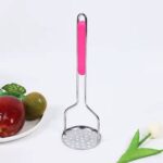 هراسة بطاطس ستانلس ستيل بمقبض ملون (Stainless Steel Potato Masher with Colorful Handle).