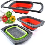 مصفاة مطبخ سيليكون قابلة للطي والتمدد فوق الحوض (Over-the-Sink Collapsible Colander).