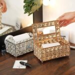 علبة مناديل مزخرفة بالكريستال اللامع (Crystal Rhinestone Tissue Box Holder).