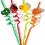 ماصات أو شفاطات عصير بلاستيكية بتصميم فواكه لولبية (Fruit Design Curly Drinking Straws).