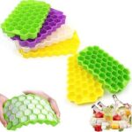 ⁦قالب قوالب ثلج سيليكون بتصميم خلية النحل مع أغطية (Honeycomb Silicone Ice Cube Tray with Lid).⁩ - الصورة ⁦2⁩