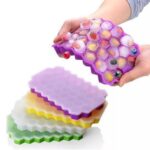قالب قوالب ثلج سيليكون بتصميم خلية النحل مع أغطية (Honeycomb Silicone Ice Cube Tray with Lid).