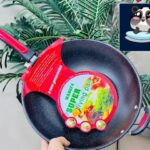 مقلاة ووك جرانيت غير لاصقة بمقبضين ومقبض عازل للحرارة – 30 سم