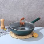 مقلاة / قدر طهي مانع للالتصاق بتصميم ثماني الأضلاع وطلاء الحجر الطبيعي (Maifan Stone Octagonal Non-Stick Frying Pan / Wok).