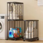 ⁦سلة تخزين أرضية متعددة الوظائف بعجلات بتصميم مجوف (Multifunctional Hollow Storage Basket / Rolling Laundry & Utility Cart).⁩ - الصورة ⁦2⁩